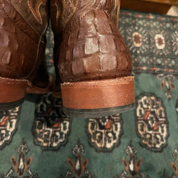 Horse Power Chocolate Nile Croc Print with Bone Mad Dog Top all leather - Picture 10 of 11